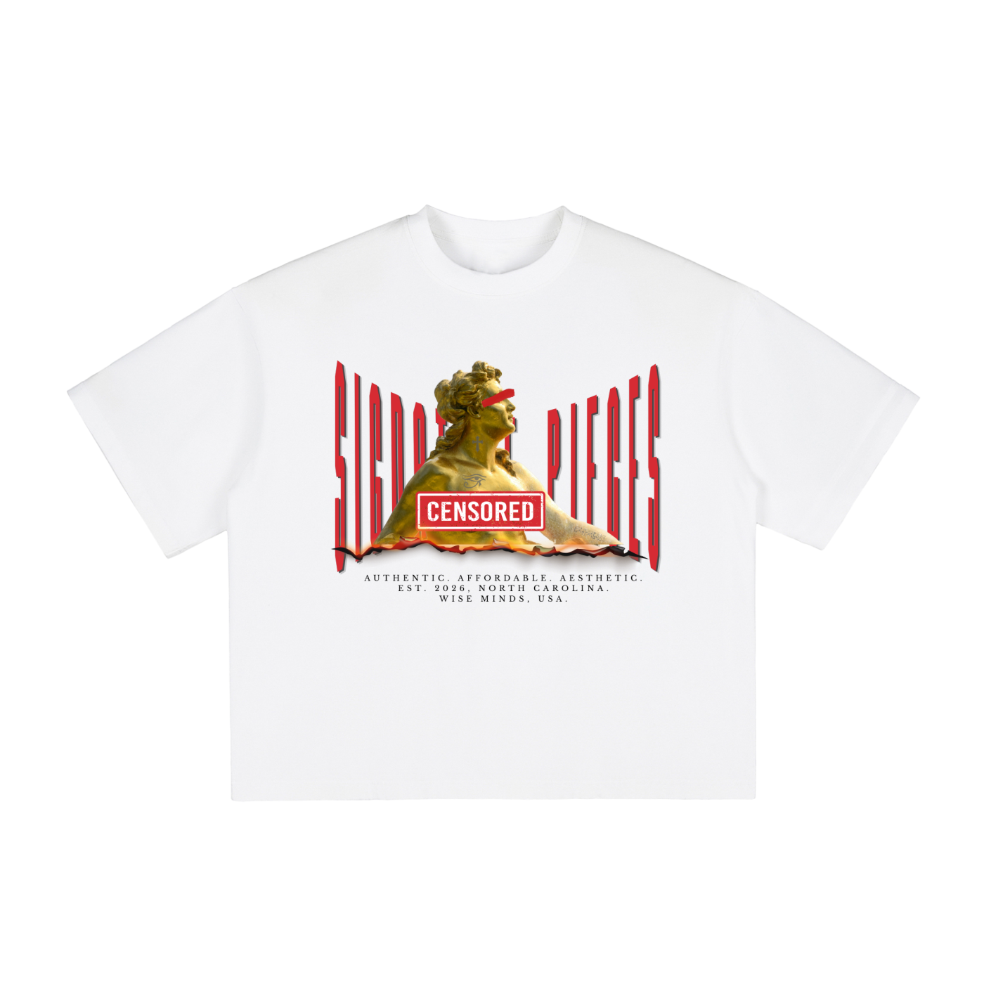 Tattooed Statue White Graphic Tee