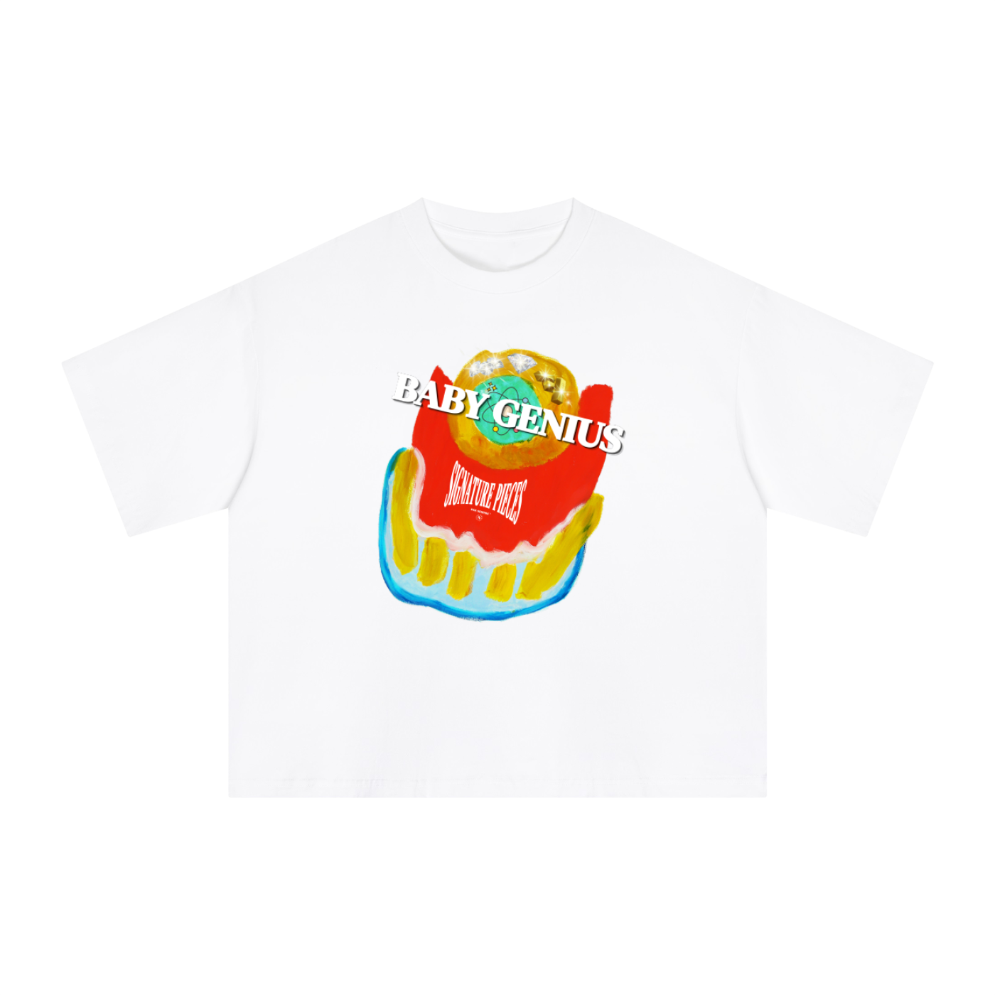 Baby Genius Painting x S.P. White Sorona Graphic Boxy Tee