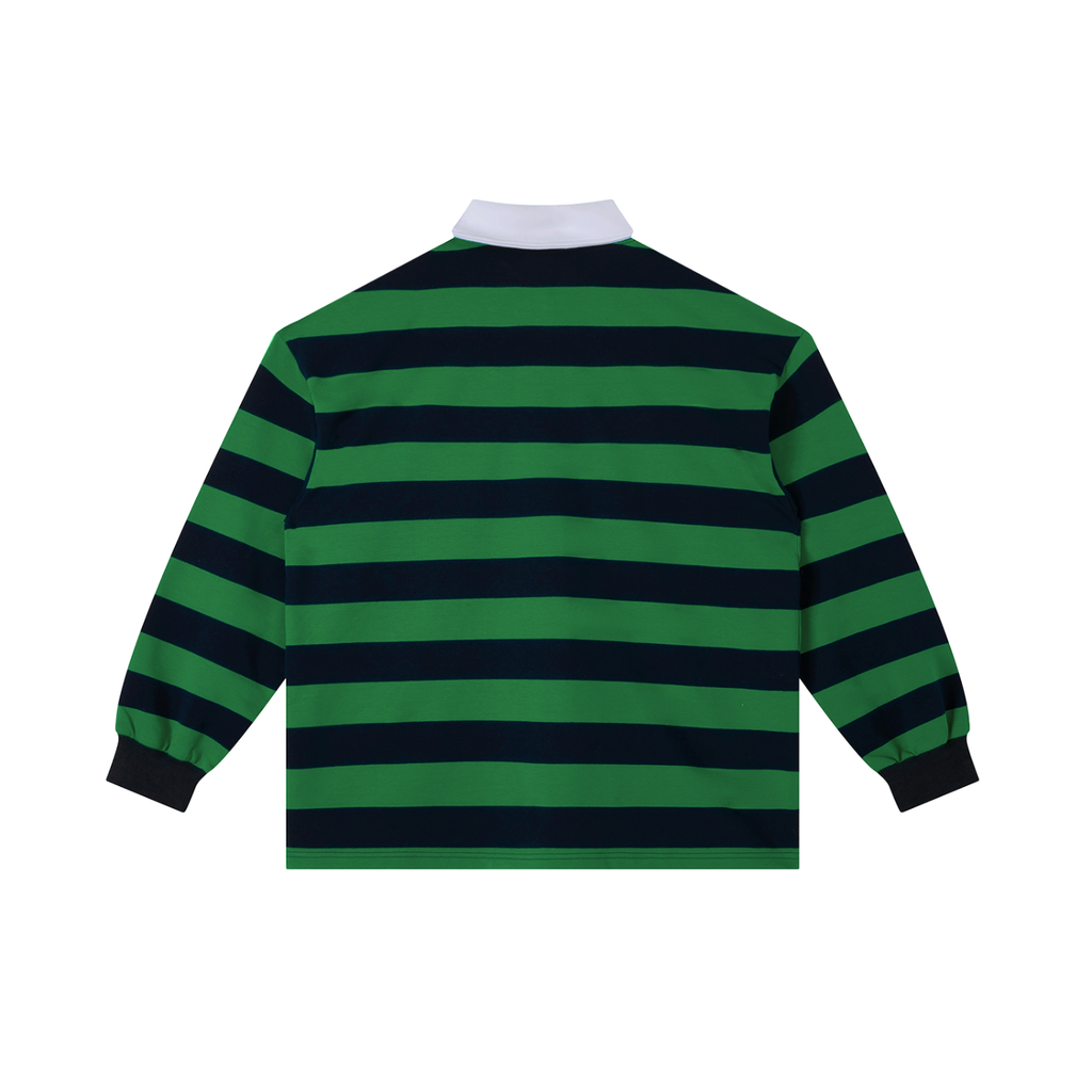 S.P. x O.L. II Green Duo Navy Stripe Polo Shirt