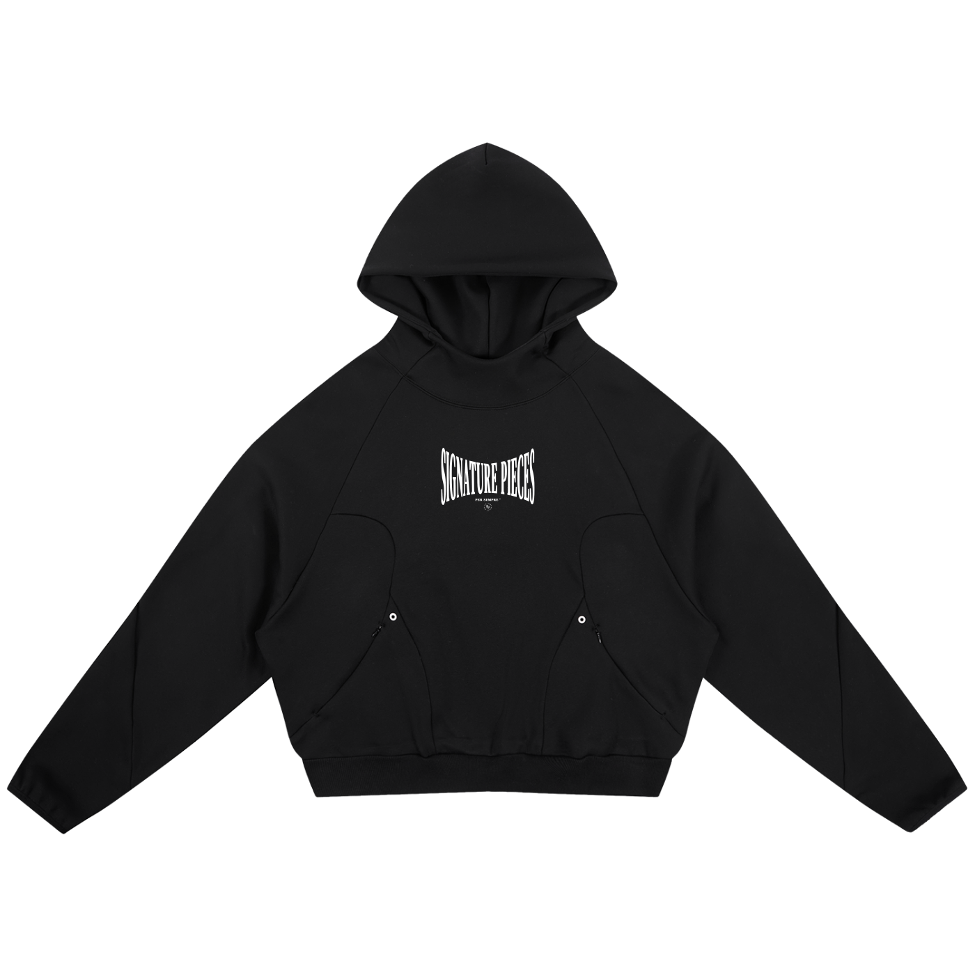S.P. x O.L. Black Curved Panel Raglan Hoodie