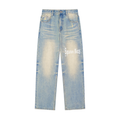 Sun Fade Raw Hem Denim Jeans