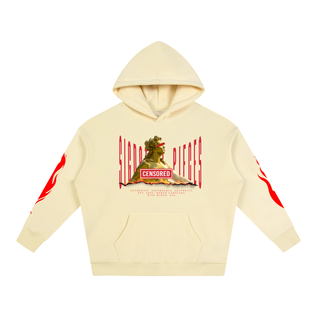 Tattooed Statue x Red Flame Oversize Graphic Hoodie (Scale)