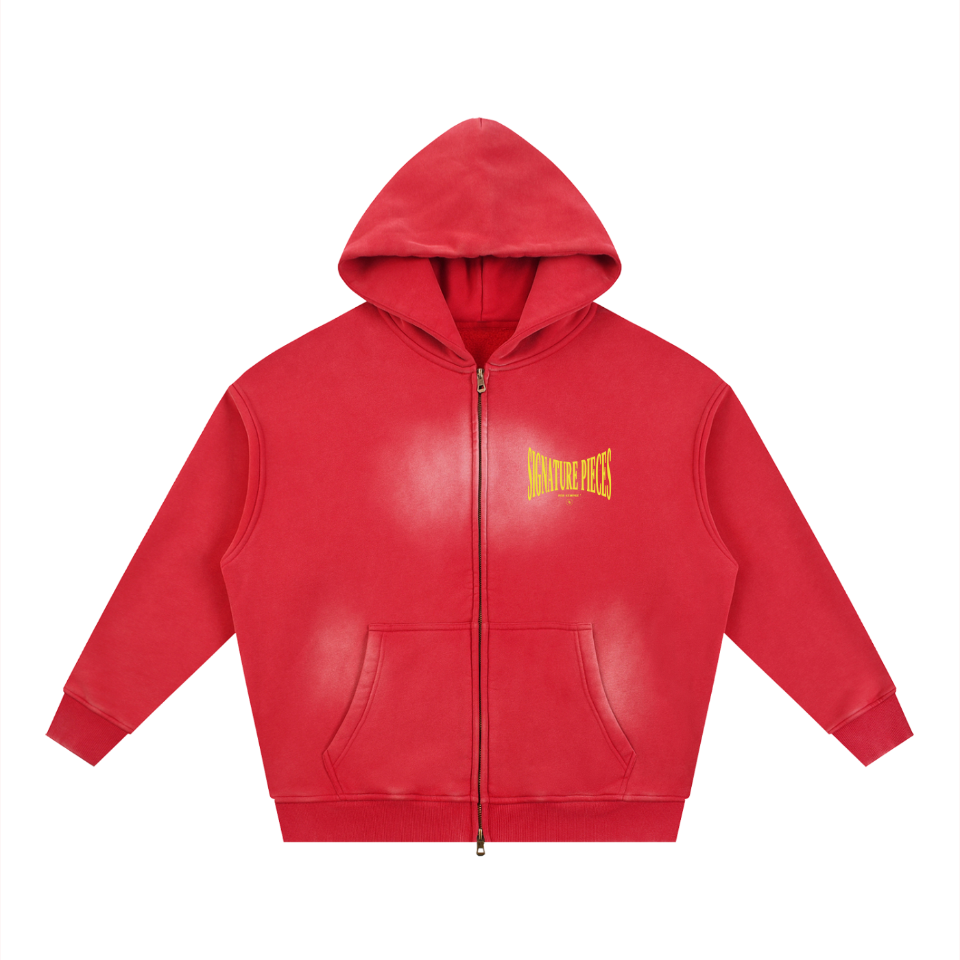 S.P. x O.L. Red Sunfade Two-way Zipper Boxy Hoodie