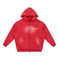S.P. Studio O. x Y.L. Red Sunfade Two-way Zipper Boxy Hoodie