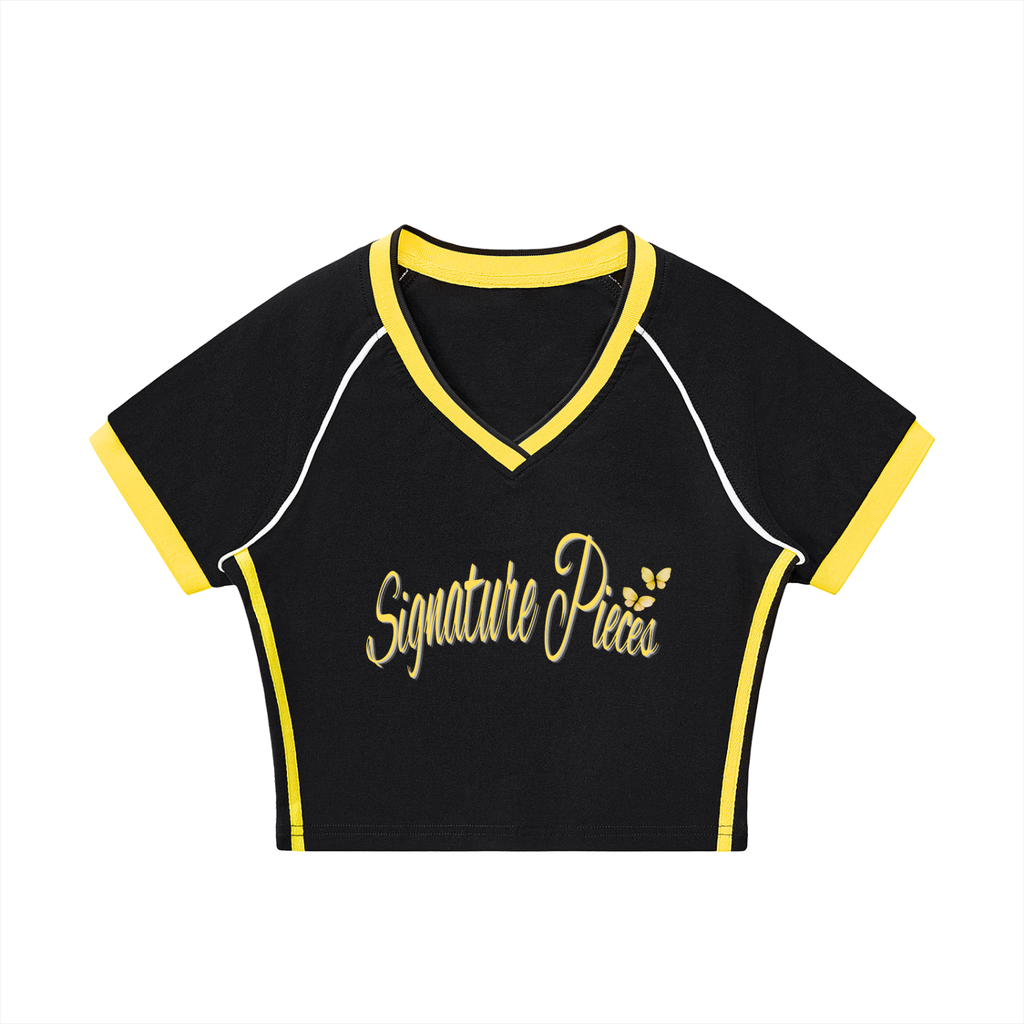 Yellow Princess V-Neck Crop Tee