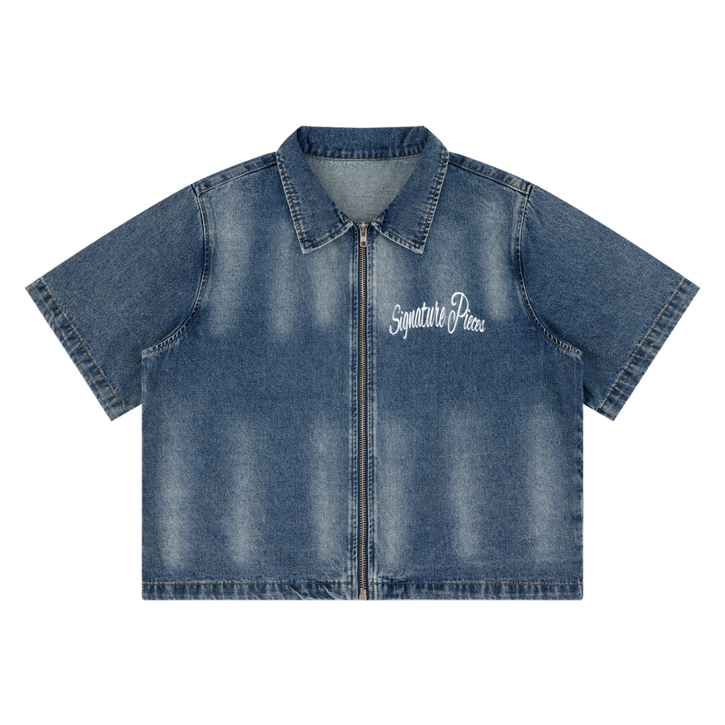 S.L. II Vintage Washed Full-Zip Denim Shirt
