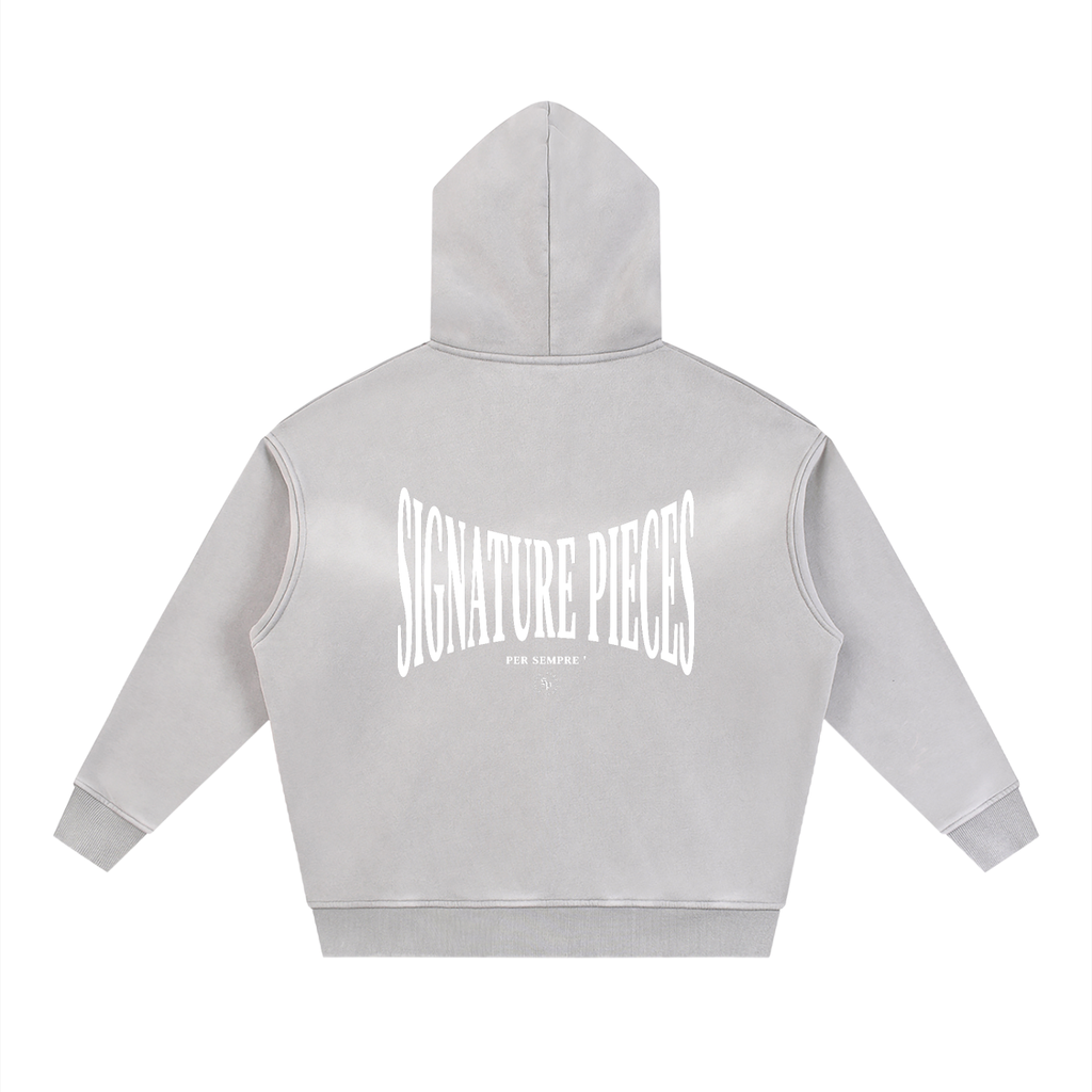 S.P. x O.L. Light Gray Sunfade Two-way Zipper Boxy Hoodie