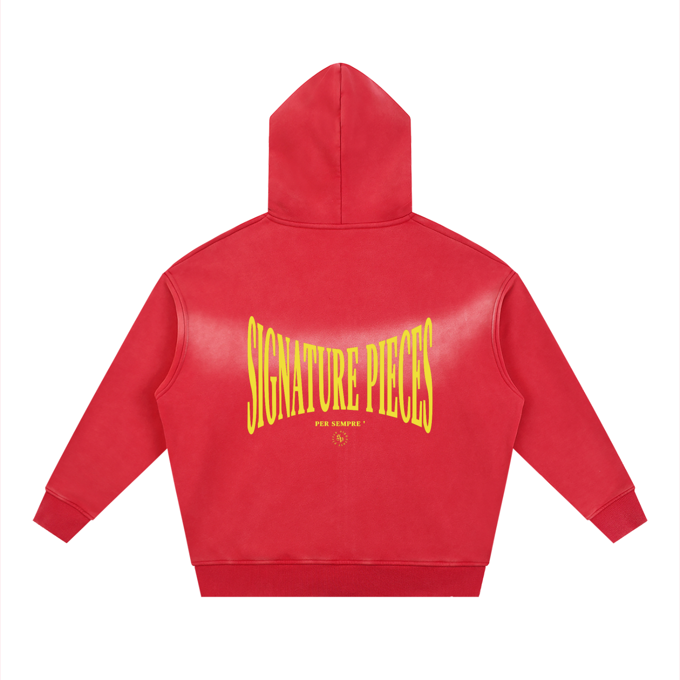 S.P. x O.L. Red Sunfade Two-way Zipper Boxy Hoodie