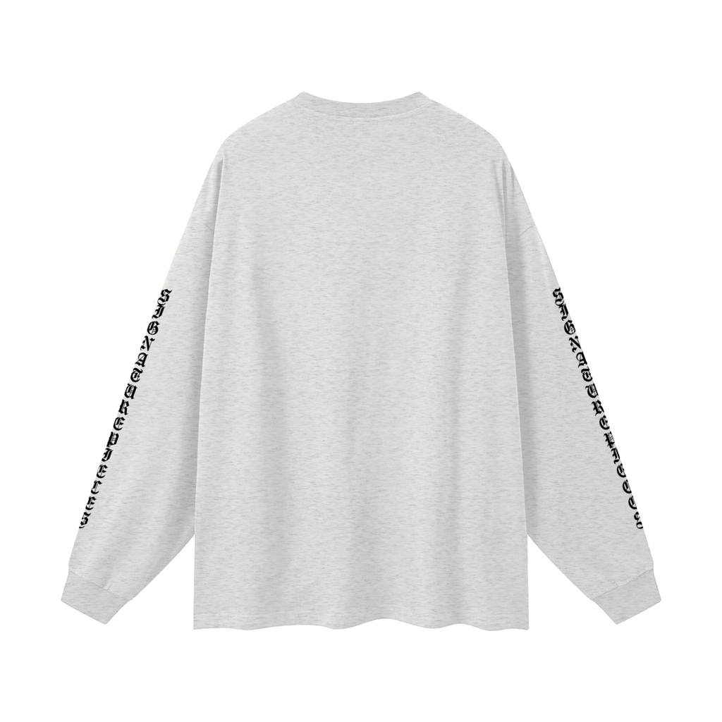 Iced Out Lion Oat Gray Oversized Long Sleeve Tee