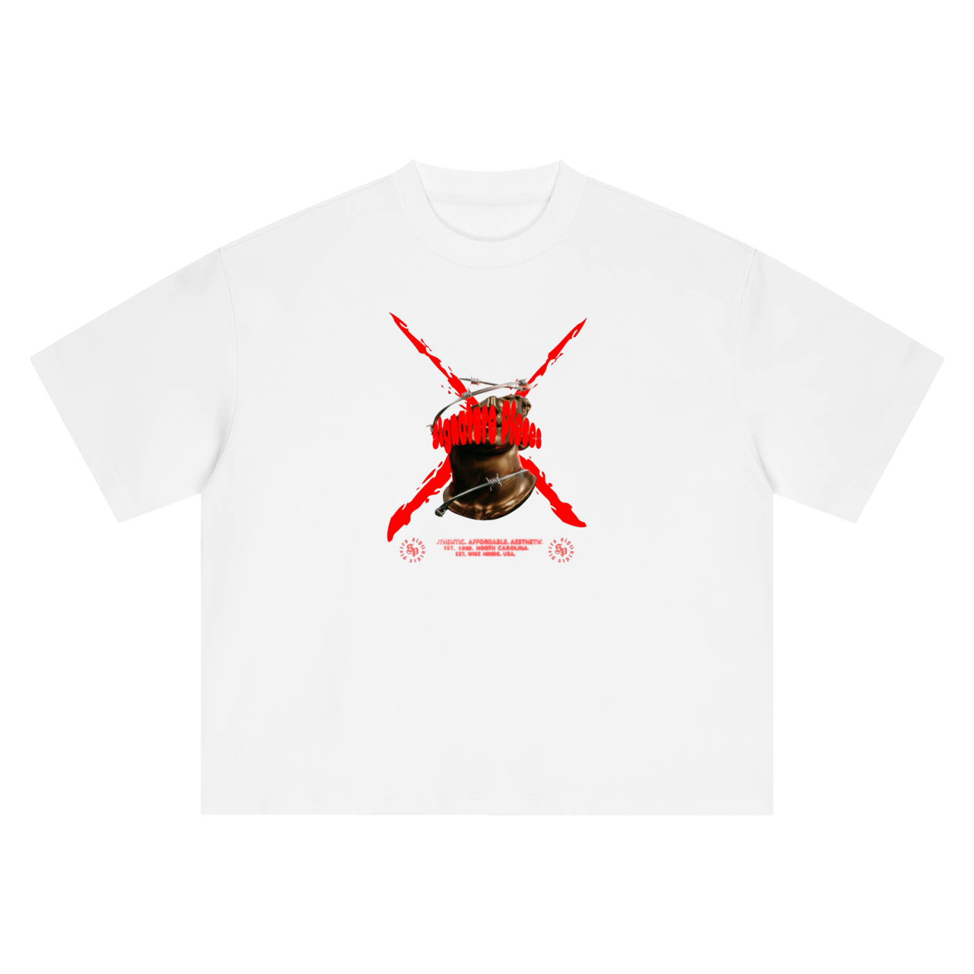 Red X Face Off Oversized Graphic Tee