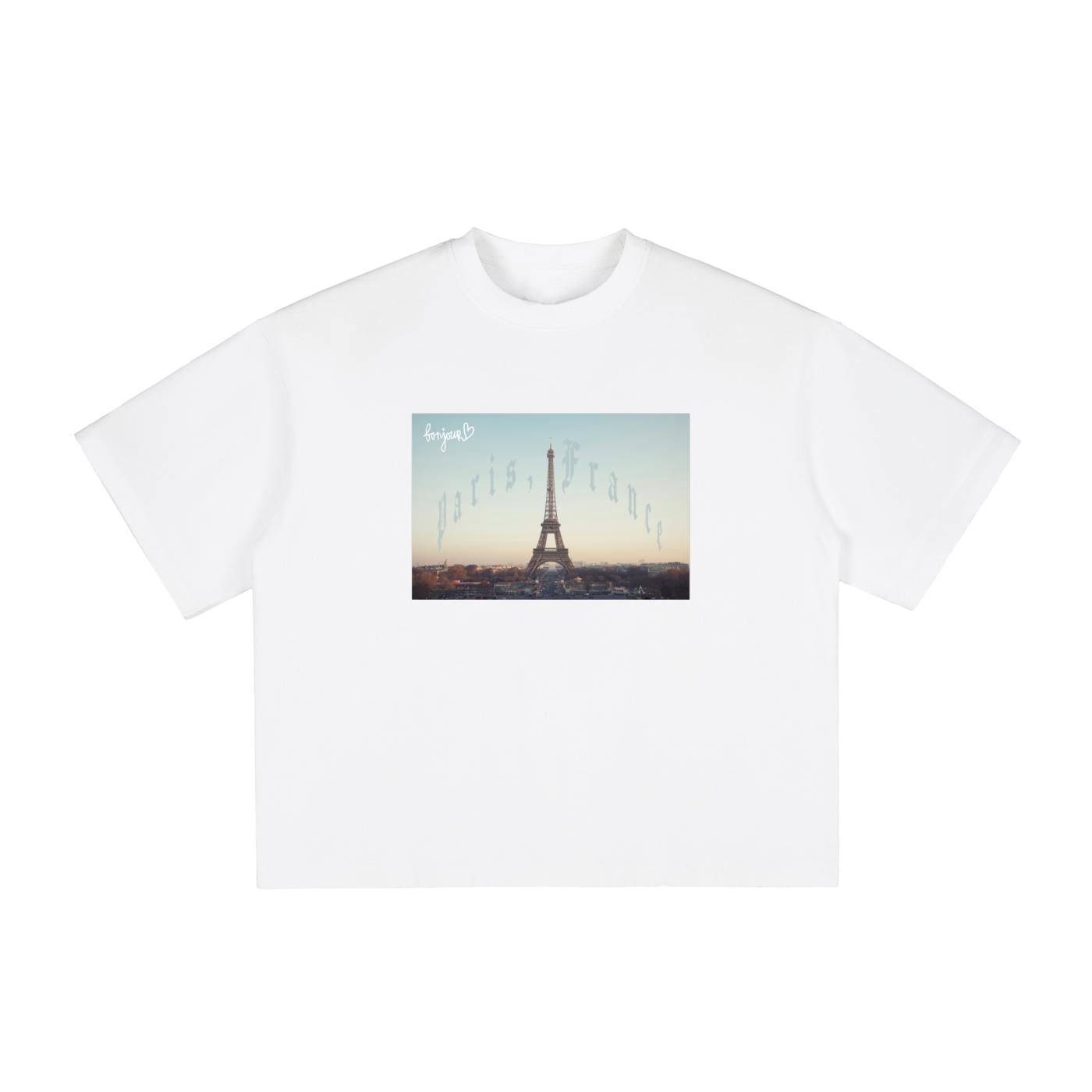Paris, France White Boxy Graphic Tee