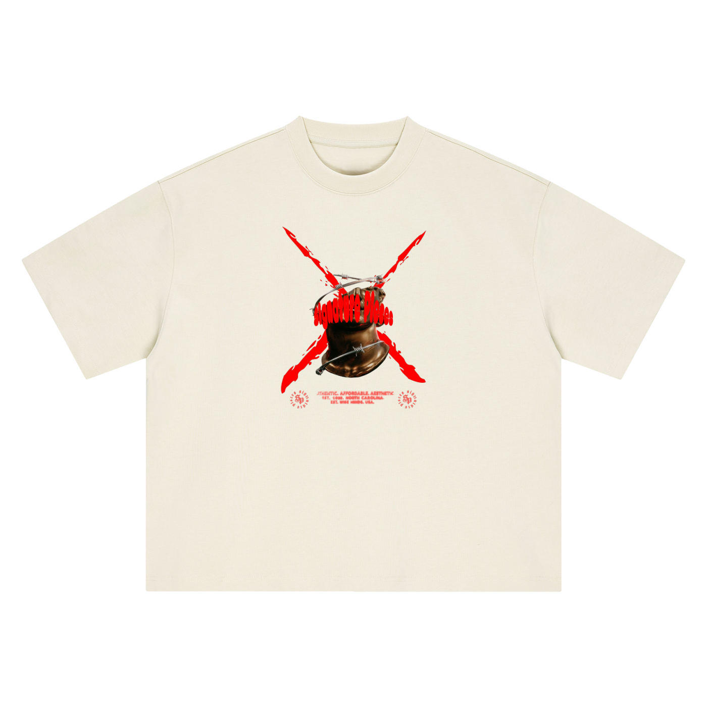 Red X Face Off Oversized Graphic Tee