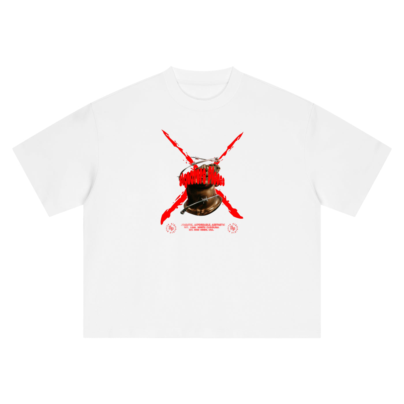 Red X Face Off Oversized Graphic Tee