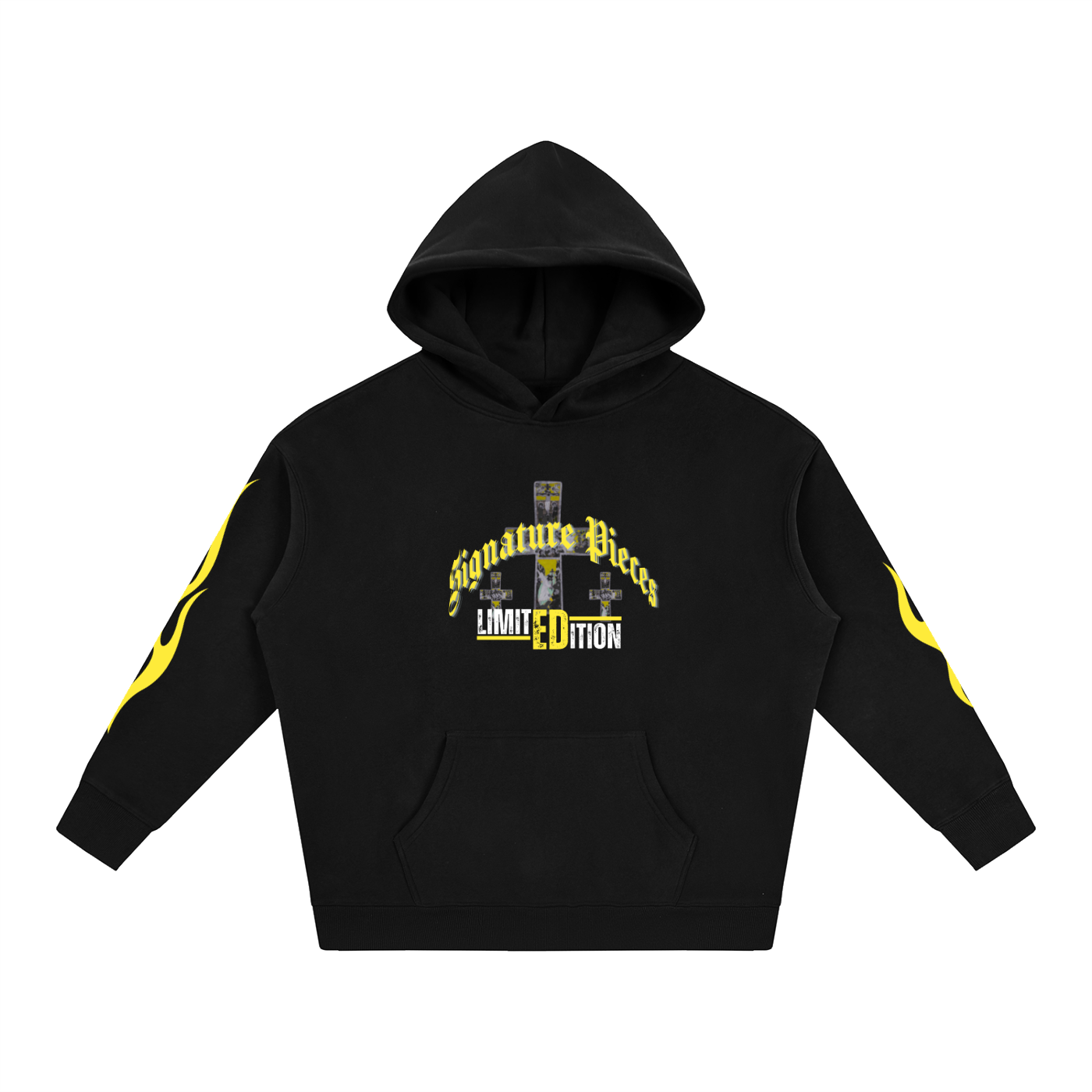 S.P. x L.E. Yellow Flame Oversize Graphic Hoodie (6 Colorways)
