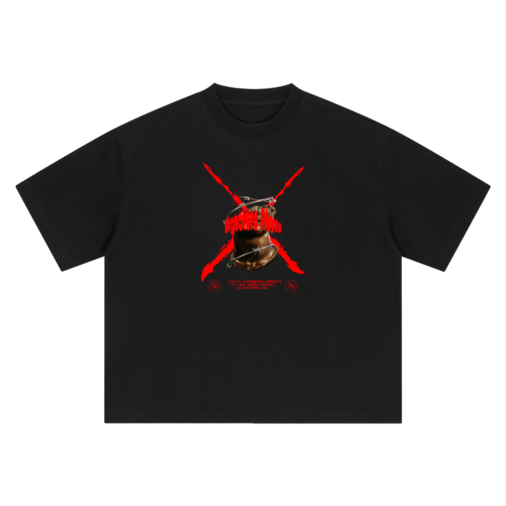 Red X Face Off Oversized Graphic Tee