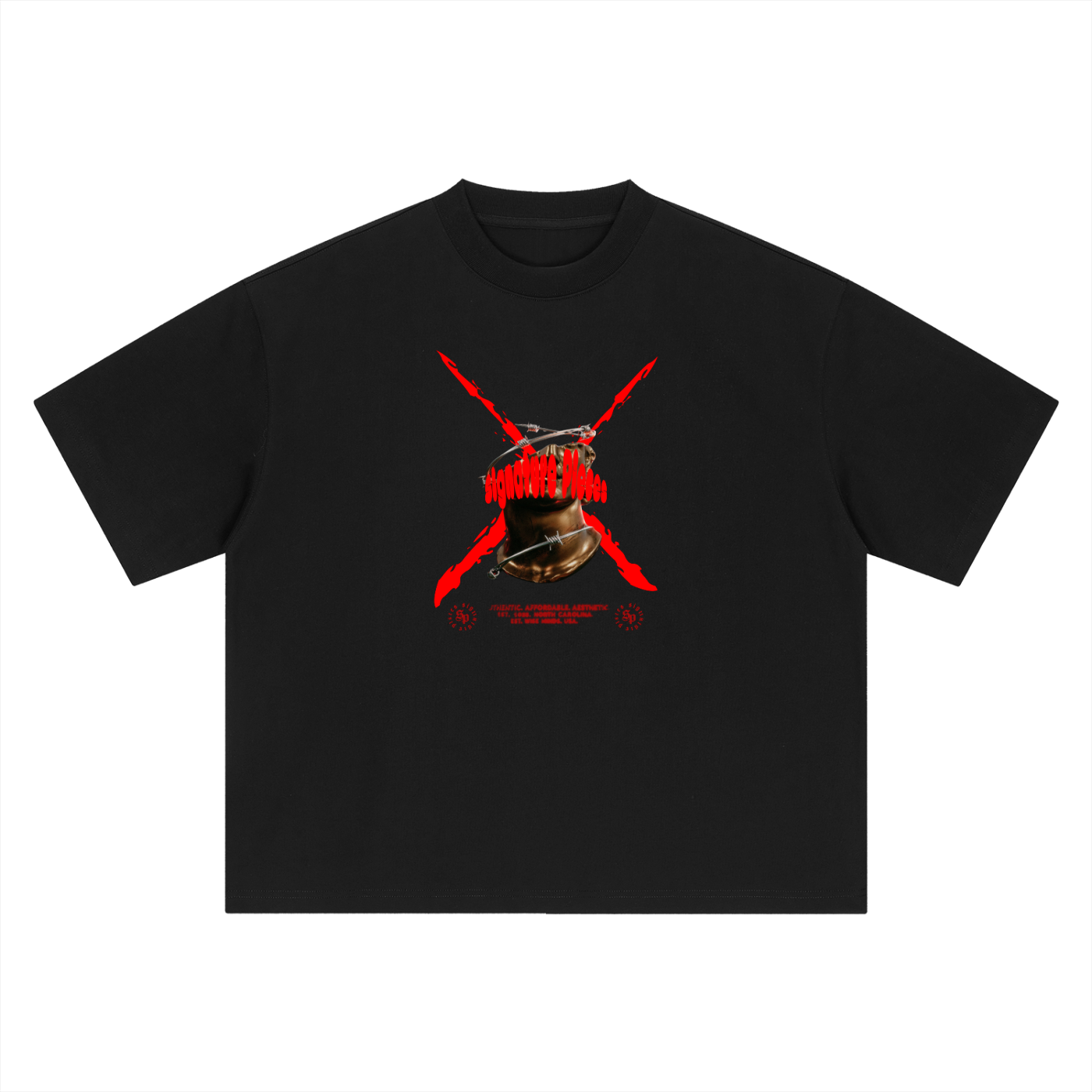 Red X Face Off Oversized Graphic Tee