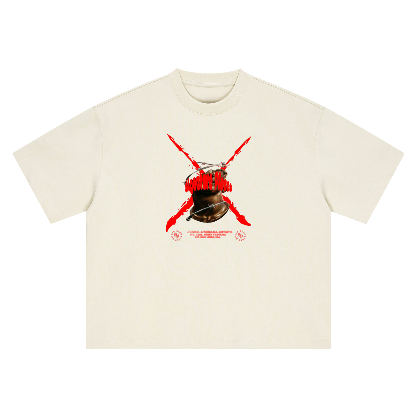 Red X Face Off Oversized Graphic Tee