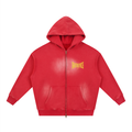 S.P. x O.L. Red Sunfade Two-way Zipper Boxy Hoodie