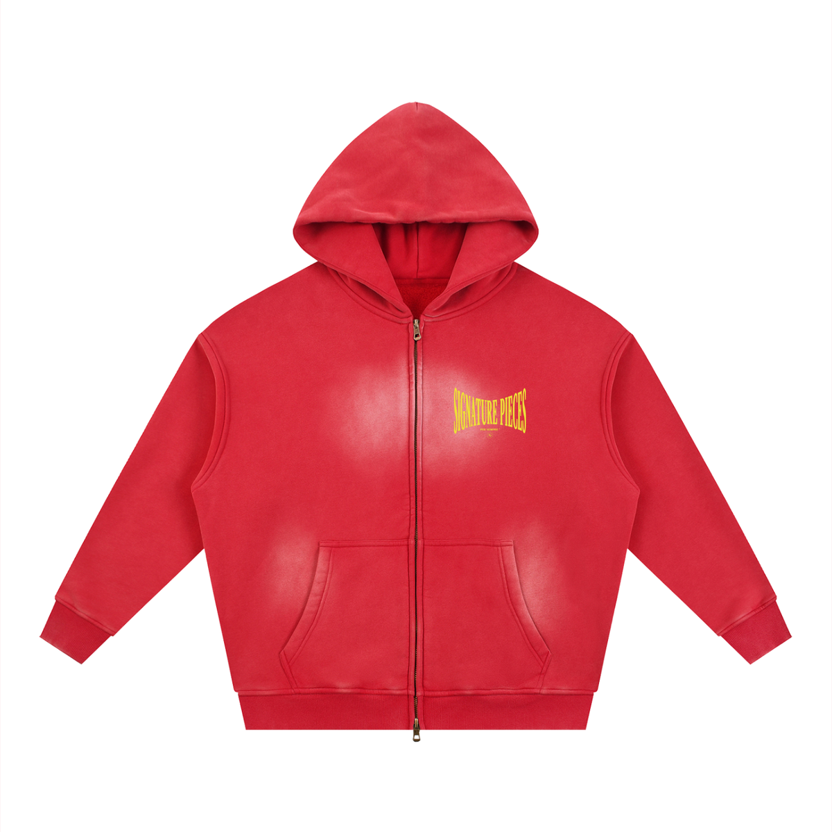S.P. x O.L. Red Sunfade Two-way Zipper Boxy Hoodie