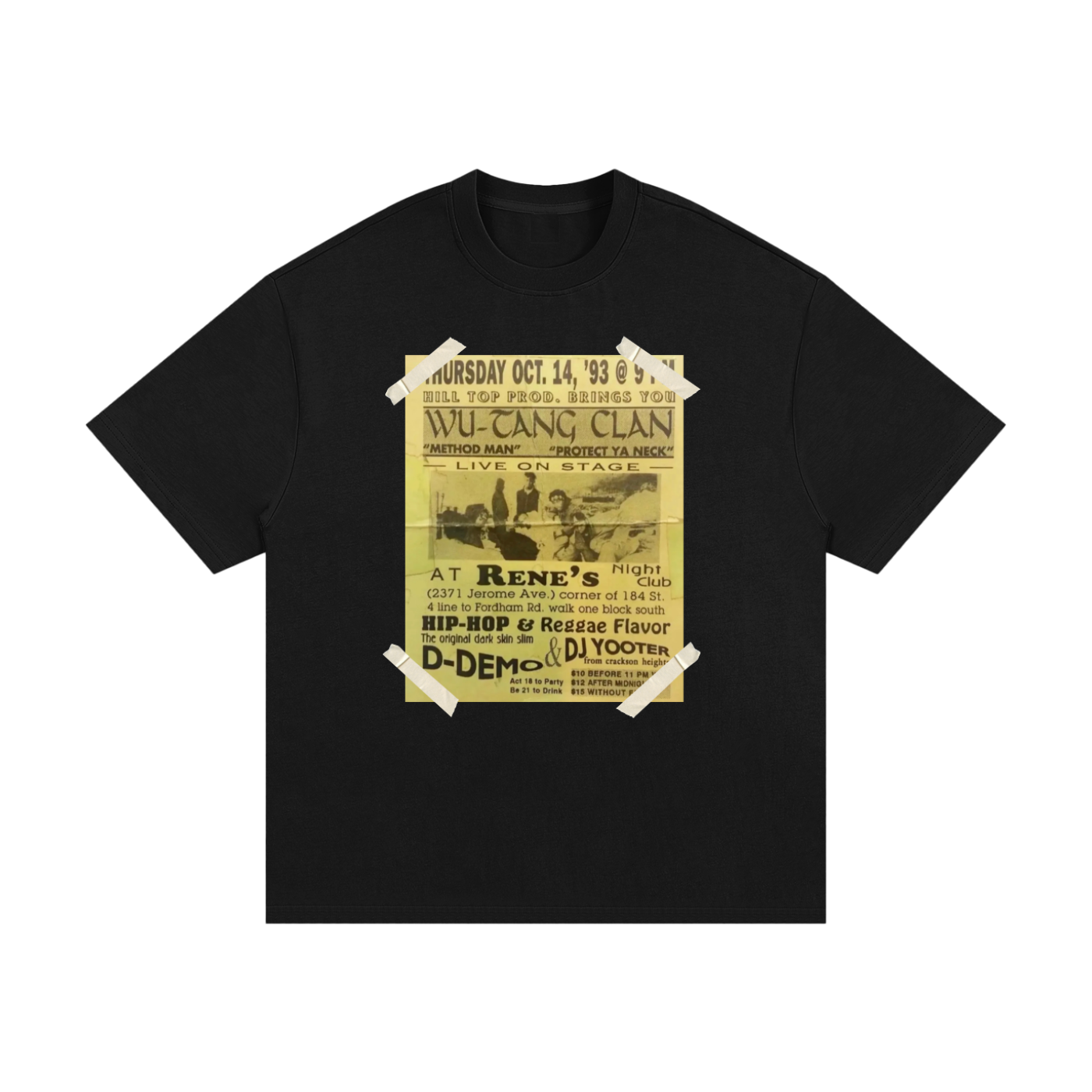 Wu-Tang Clan Live Real 1993 Flyer x S.P. Black Heavyweight Graphic Tee