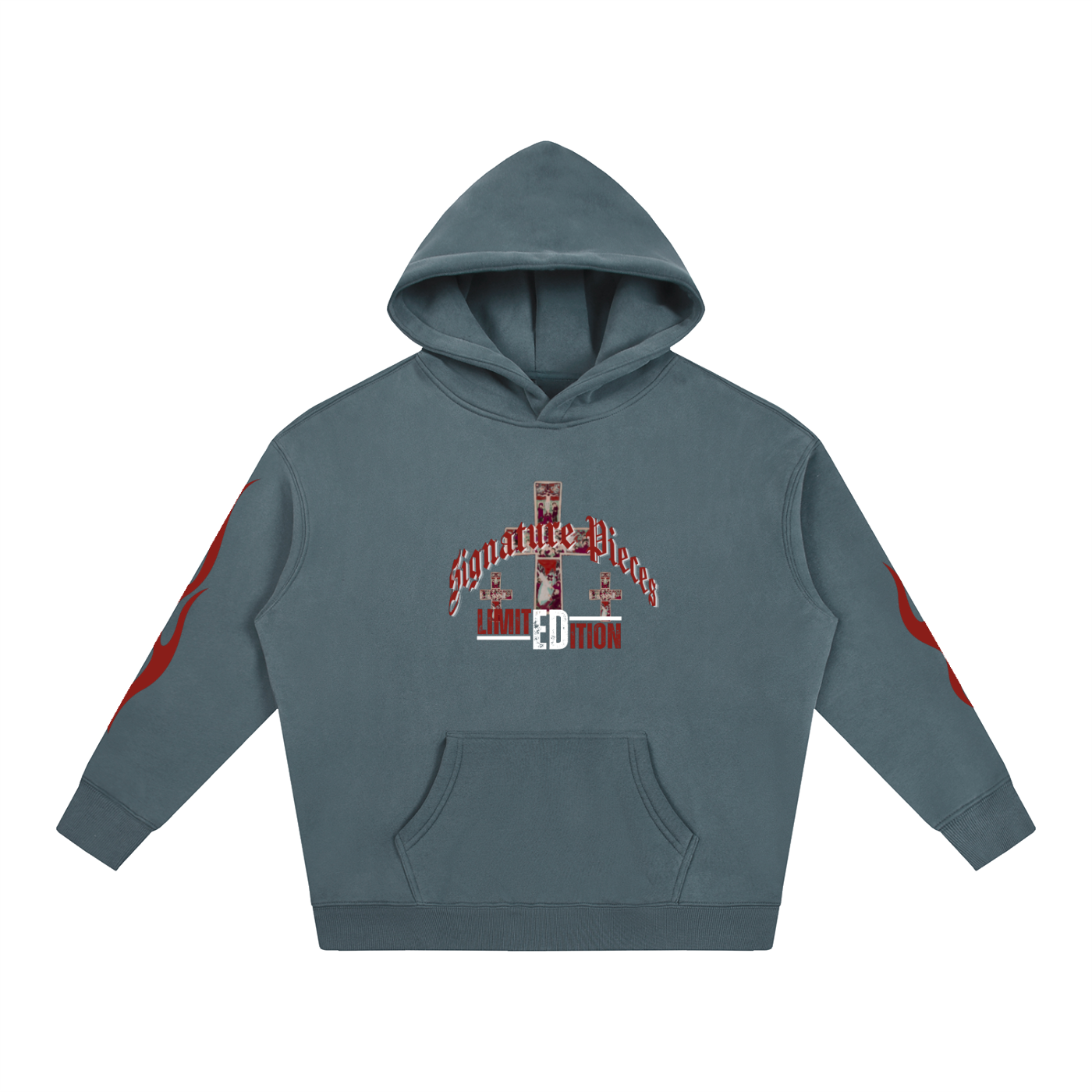 S.P. x L.E. Burgundy Flame Oversize Graphic Hoodie (4 Colorways)
